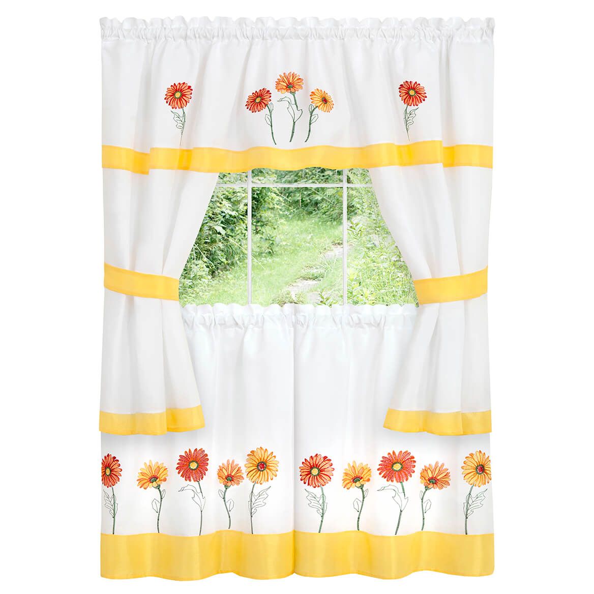Daisy Embellished Tailored Cottage Curtain Set + '-' + 376724