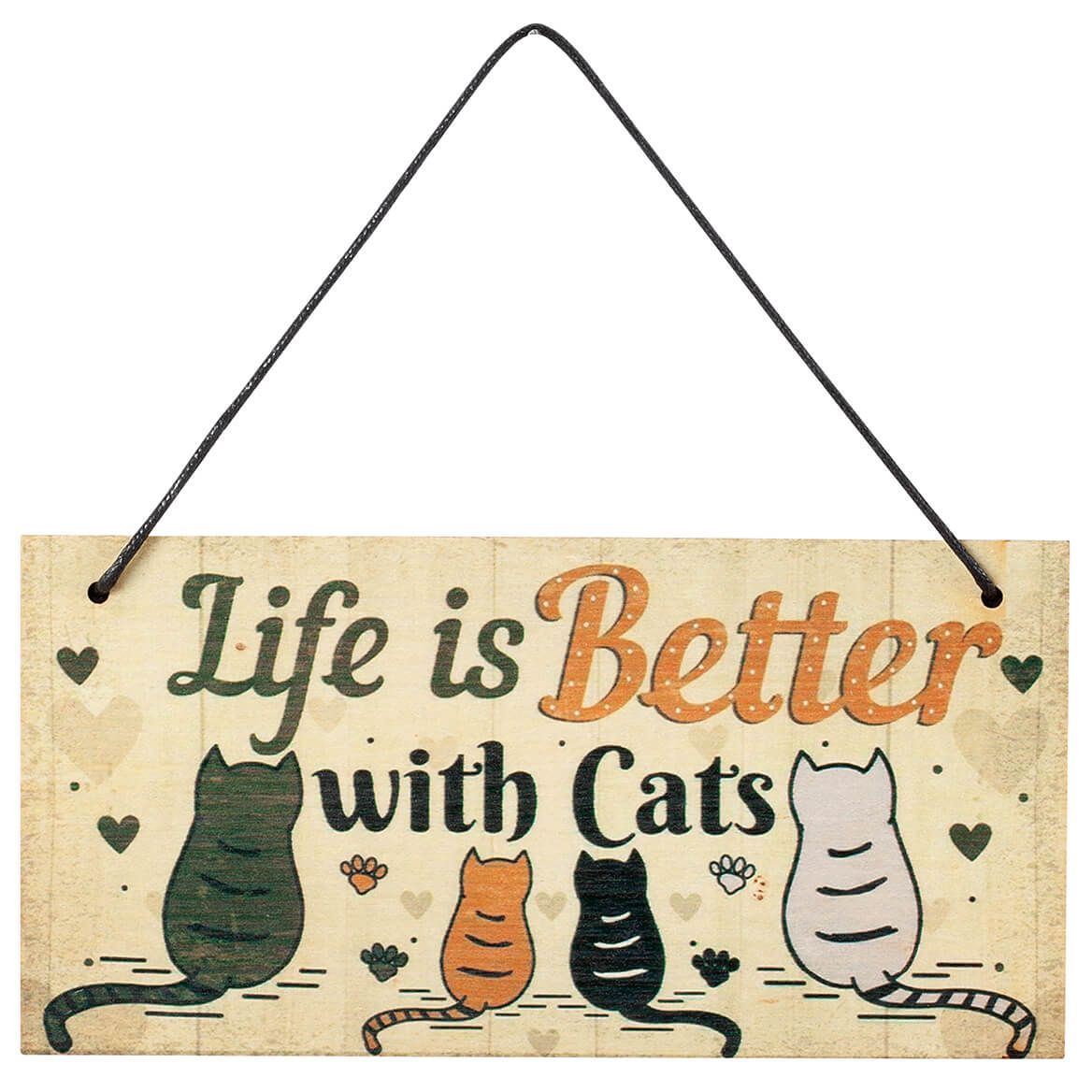 Life Is Better With Cats Wooden Plaque + '-' + 376953