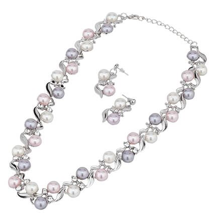 Pearl Necklace and Drop Earrings Set-377567