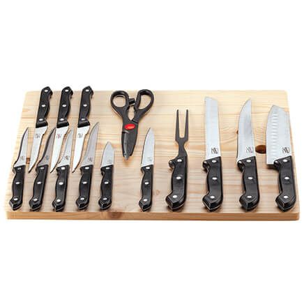 15-Pc. Wildcraft Cutlery with Wood Cutting Board Set-377580