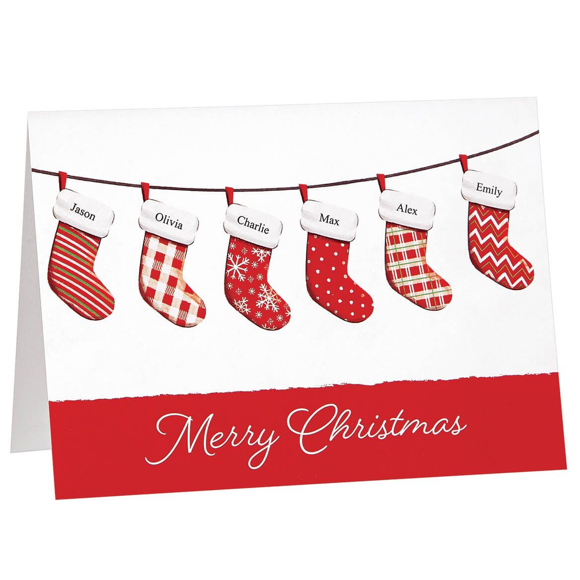 Personalized Family Stockings Christmas Cards, Set of 20 + '-' + 377672