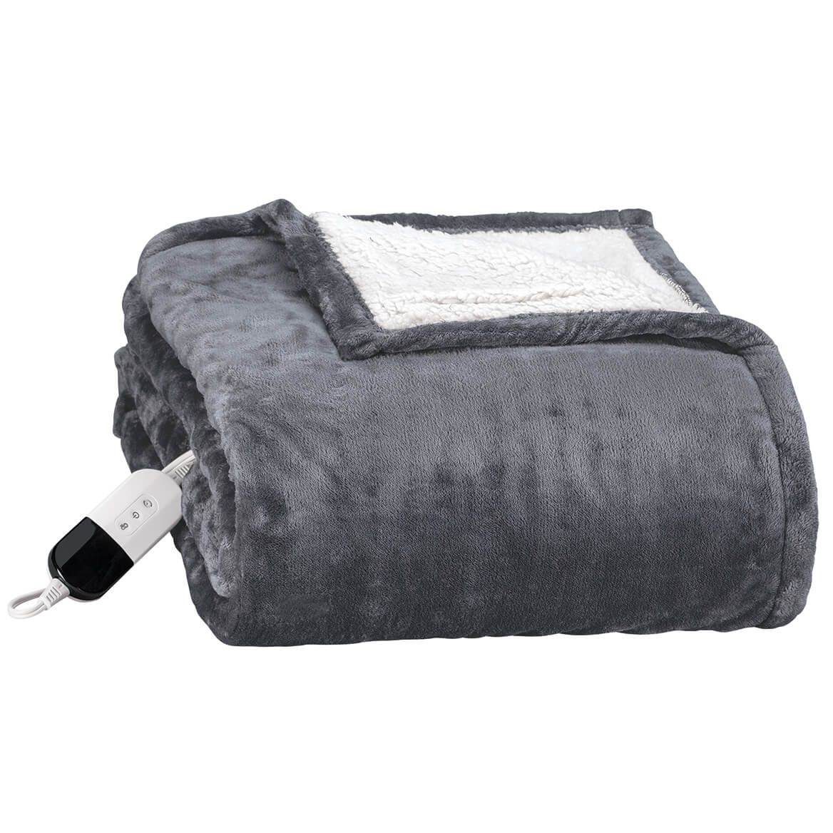 Heated Solid Blanket, Plush and Sherpa + '-' + 377701