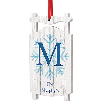 Personalized Snowflake Initial Sled Ornament-378016