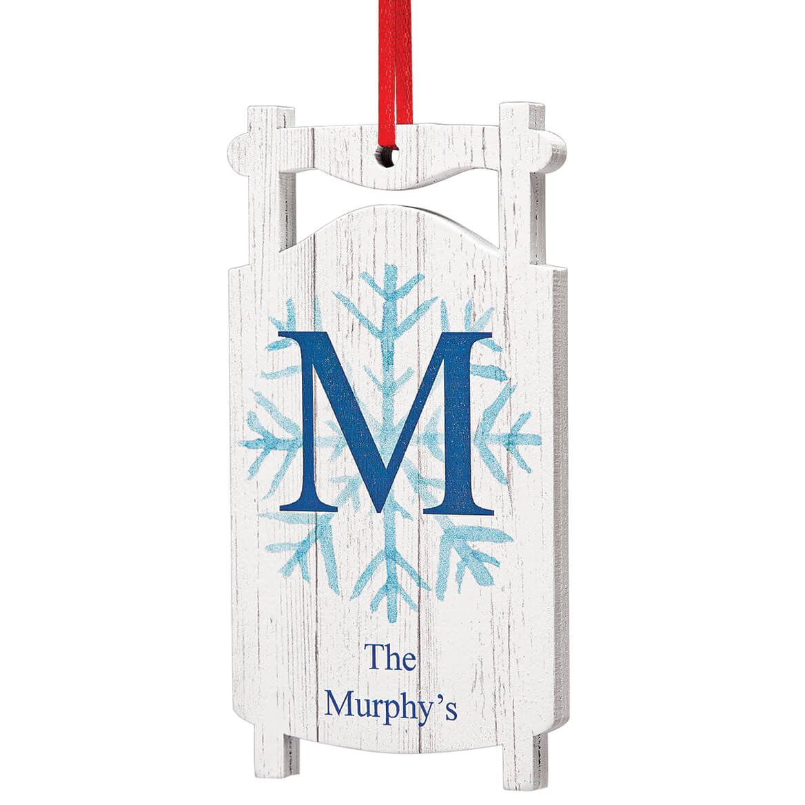 Personalized Snowflake Initial Sled Ornament + '-' + 378016