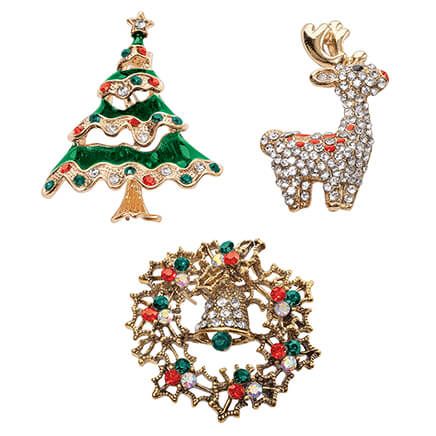 Festive Holiday Pins, Set of 3-378115