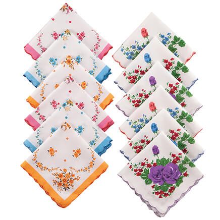 Women's Printed Handkerchiefs, Set of 12-378116