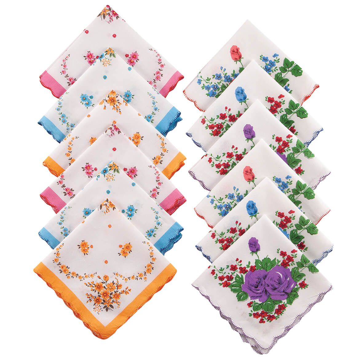 Women's Printed Handkerchiefs, Set of 12 + '-' + 378116