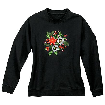 Embroidered Holiday Bouquet Sweatshirt by Sawyer Creek™-378121