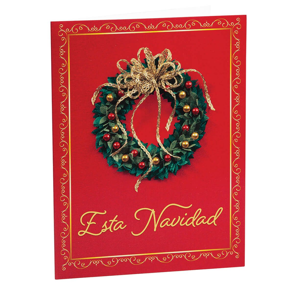 Satin Wreath Spanish Language Christmas Cards, Set of 20 + '-' + 378264