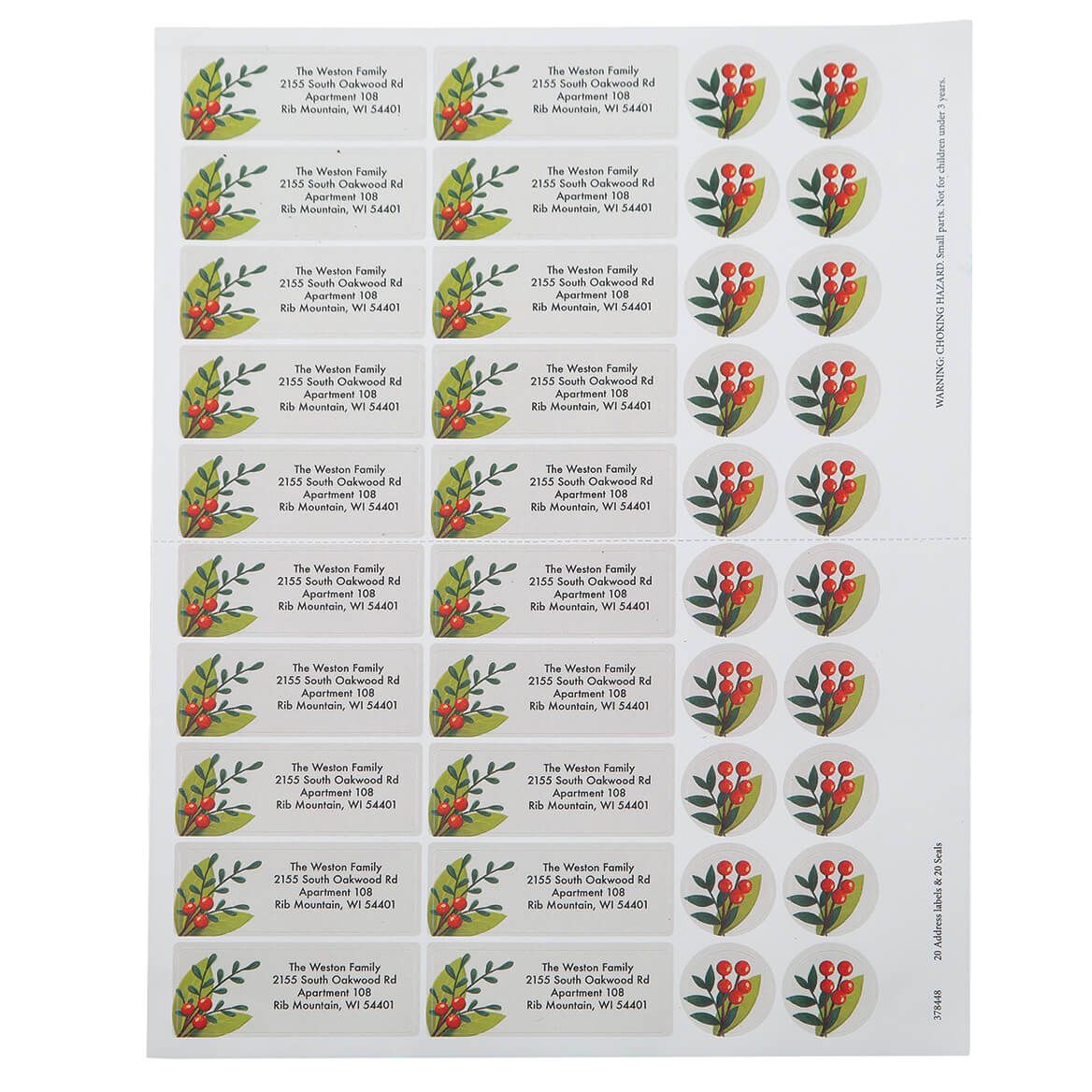 Personalized Floral Border Address Labels and Seals, Set of 20 + '-' + 378448