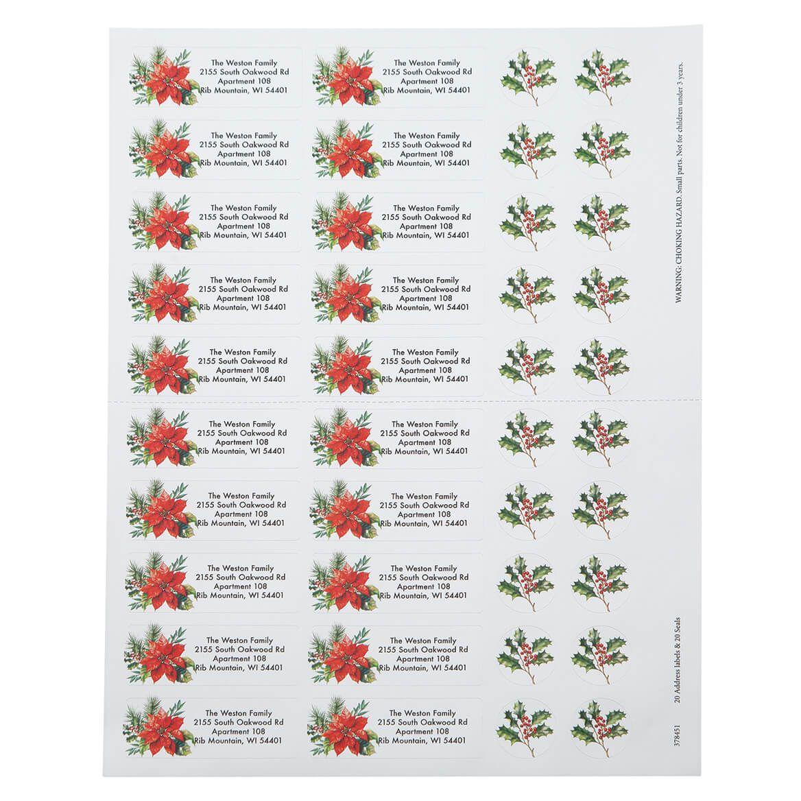 Personalized Christmas Garden Address Labels and Seals, Set of 20 + '-' + 378451