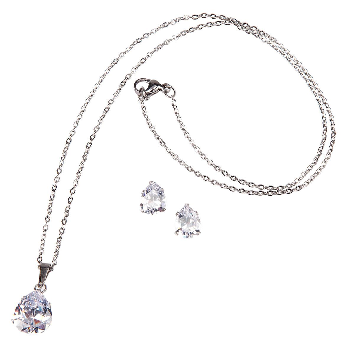 Simulated Diamond Earring and Necklace + '-' + 378474