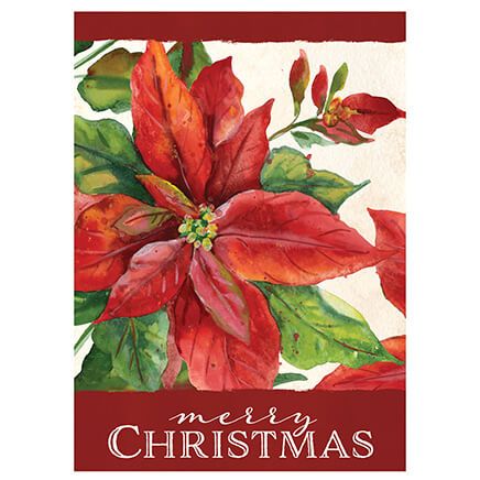 Personalized Peaceful Poinsettia Christmas Cards, Set of 20-378736