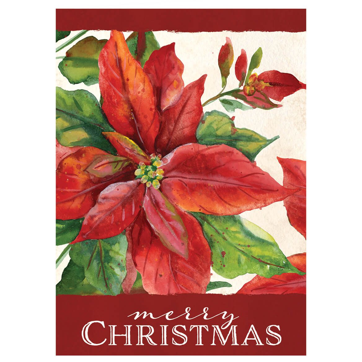 Personalized Peaceful Poinsettia Christmas Cards, Set of 20 + '-' + 378736