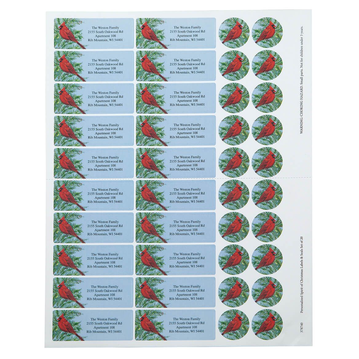 Personalized Spirit of Christmas Address Labels and Seals, Set of 20 + '-' + 378740