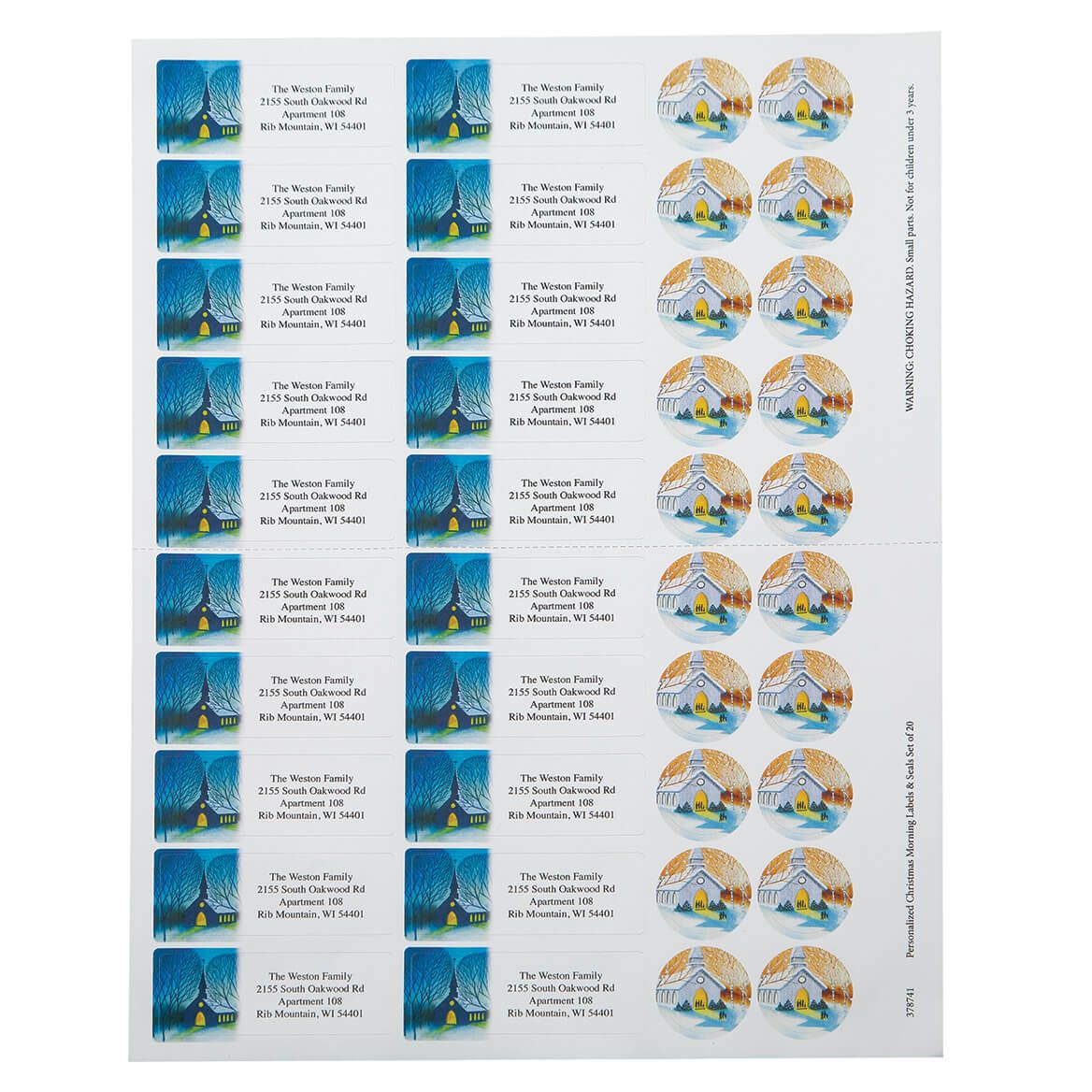 Personalized Christmas Morning Address Labels and Seals, Set of 20 + '-' + 378741