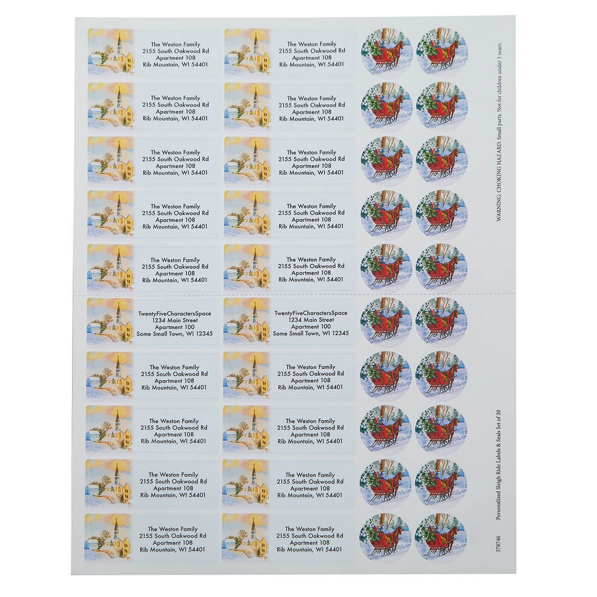 Personalized Sleigh Ride Address Labels and Seals, Set of 20 + '-' + 378746