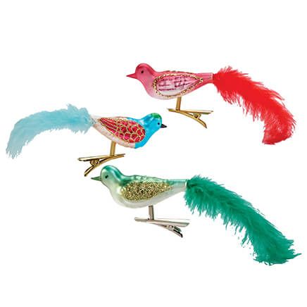 Vintage Bird Glass Clip Ornaments by Holiday Peak™, Set of 3-378763