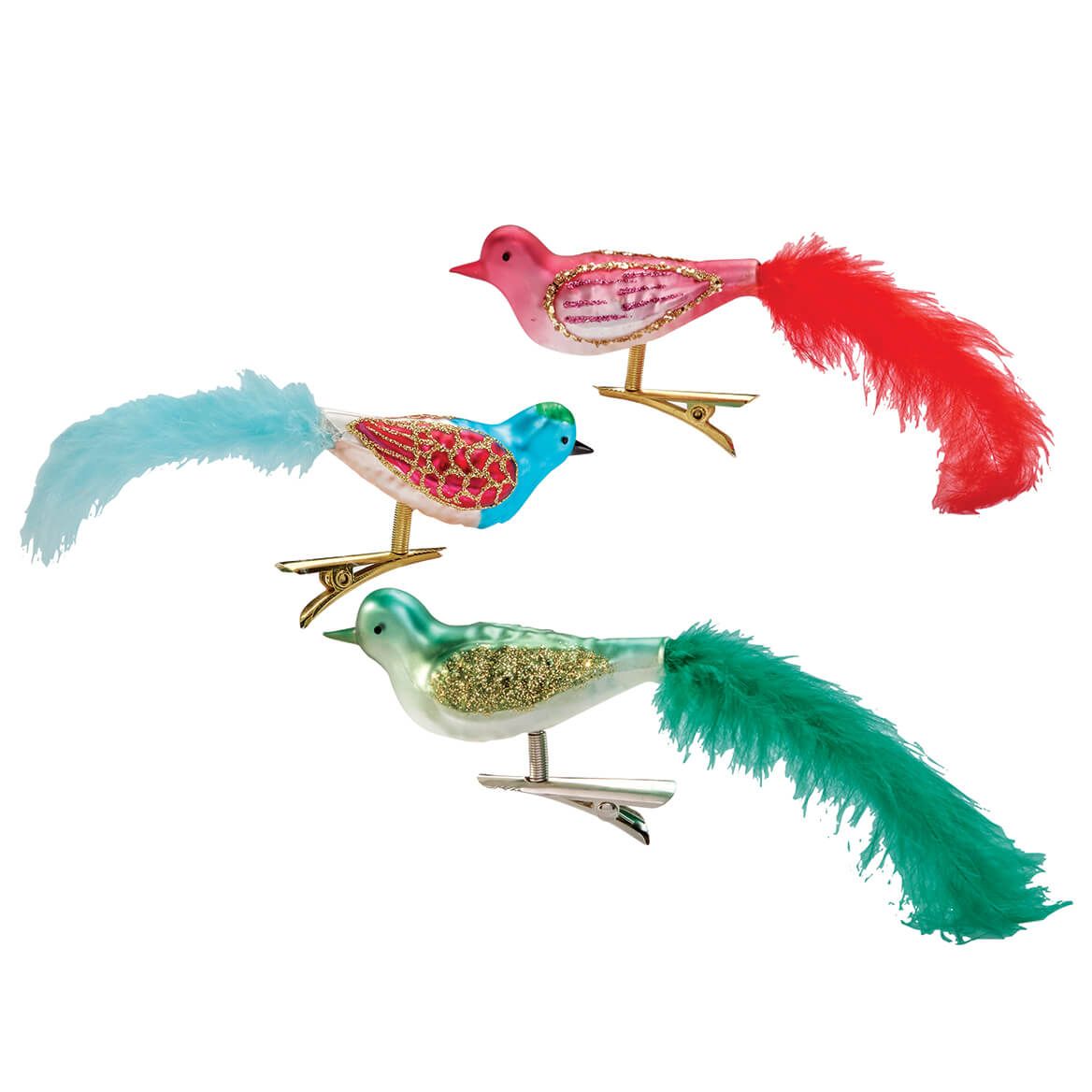 Vintage Bird Glass Clip Ornaments by Holiday Peak™, Set of 3 + '-' + 378763