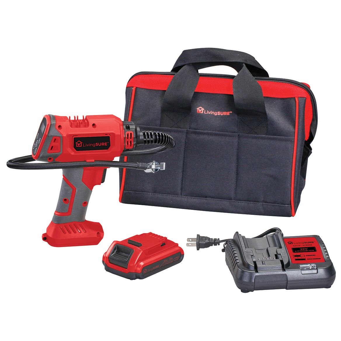 Air Compressor, Battery, Charger and Bag Set by LivingSURE™ + '-' + 379005