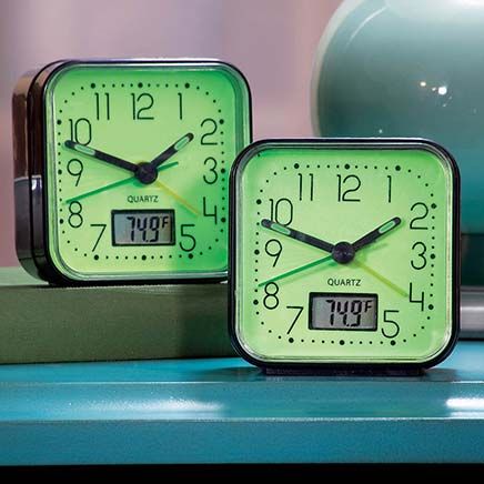 View product details for Glow-In-The-Dark Clocks, Set of 2