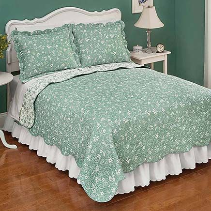 View product details for Reversible Floral Scroll Quilt Set