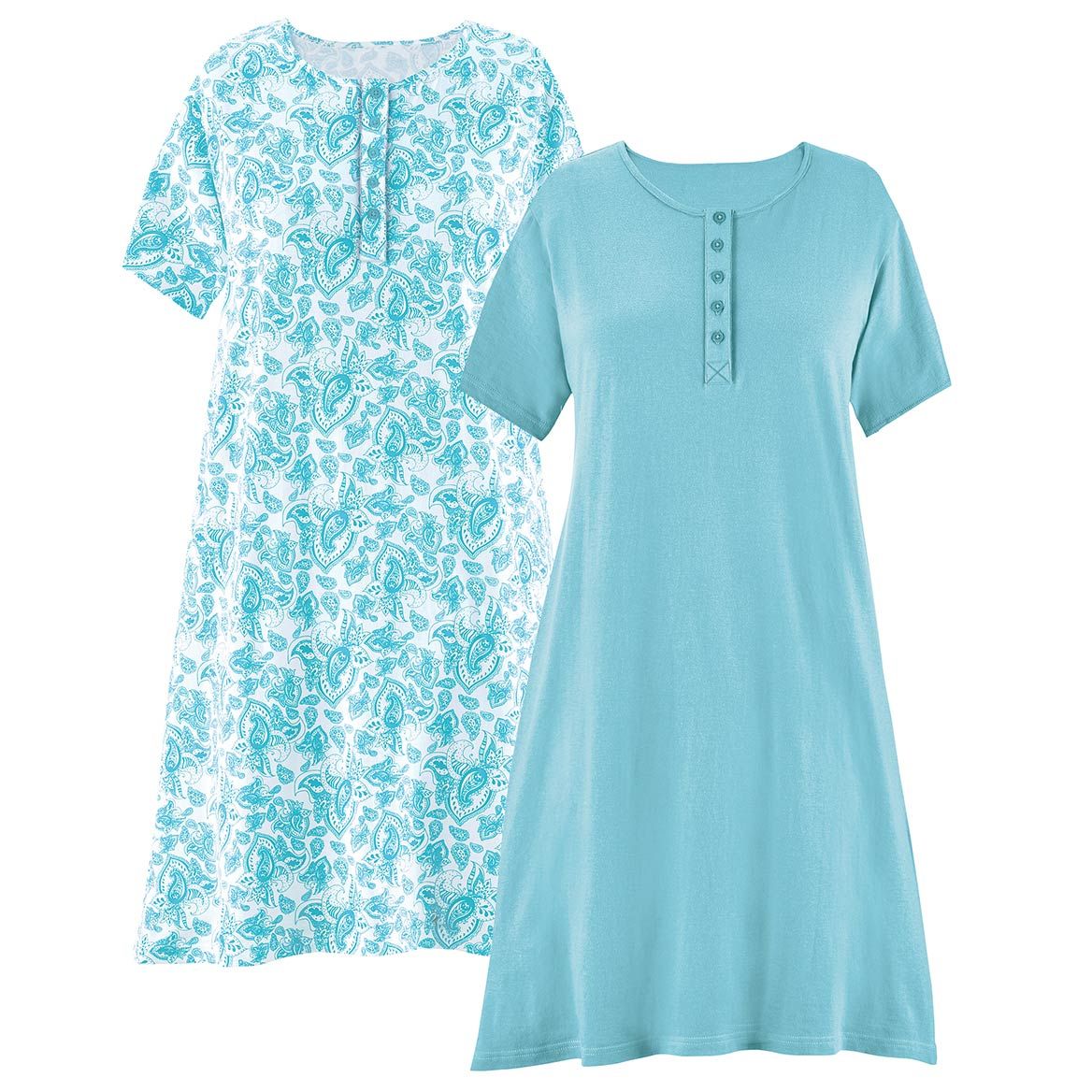 Paisley Print Henley Gowns, Set of 2 By Collections Etc.™