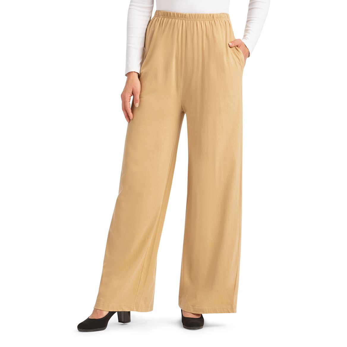 Wide Leg Knit Pants with Side Pockets