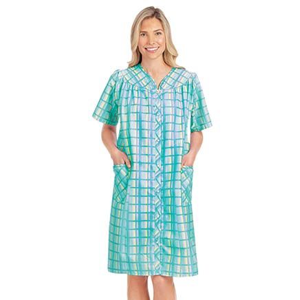 View product details for Plaid Snap-Front Robe By Collections Etc.™