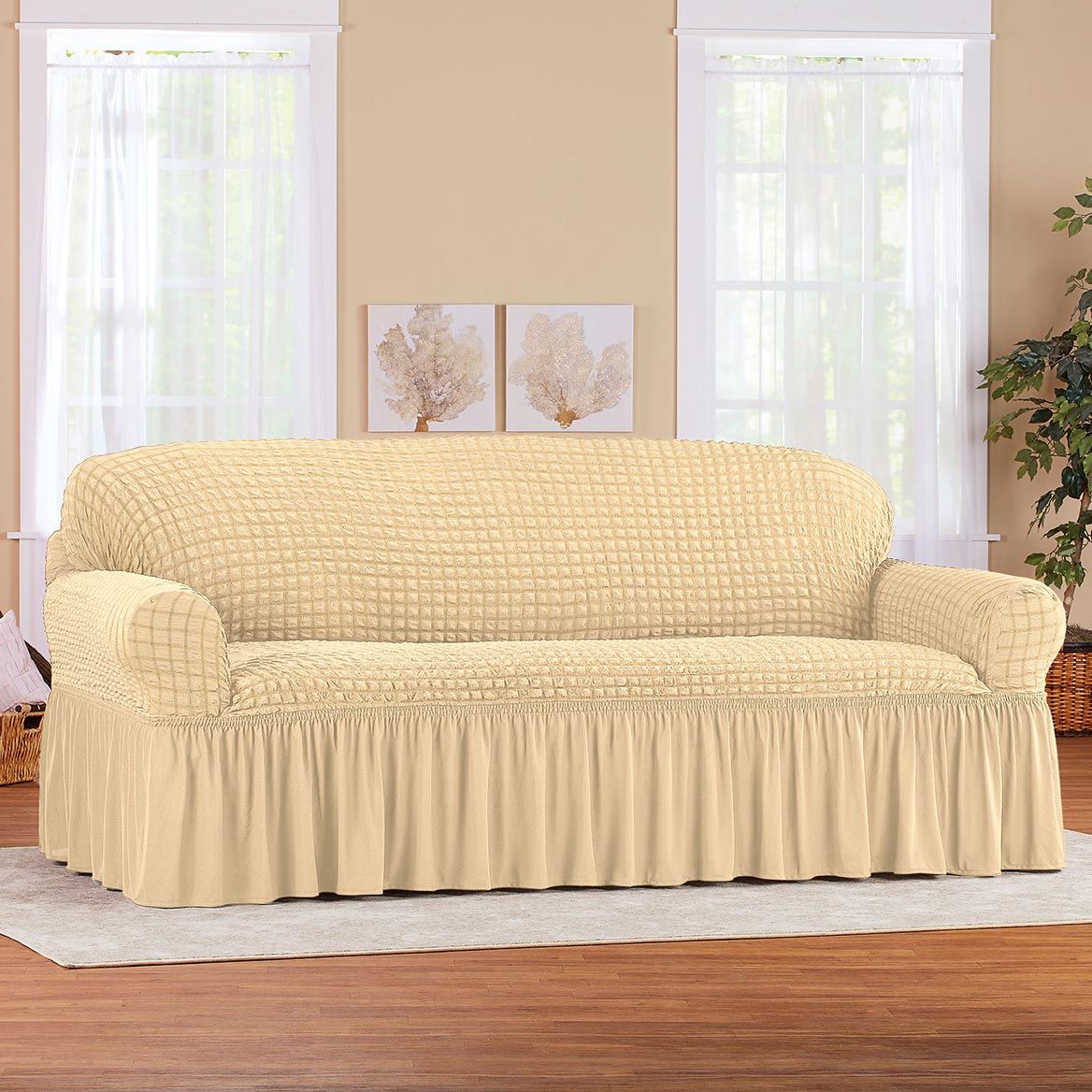 Textured Ruffled Slipcover