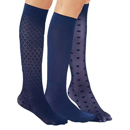 View product details for Stylish Compression Knee-Highs, 3 Pairs
