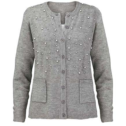 View product details for Pearl-Trimmed Cardigan Sweater