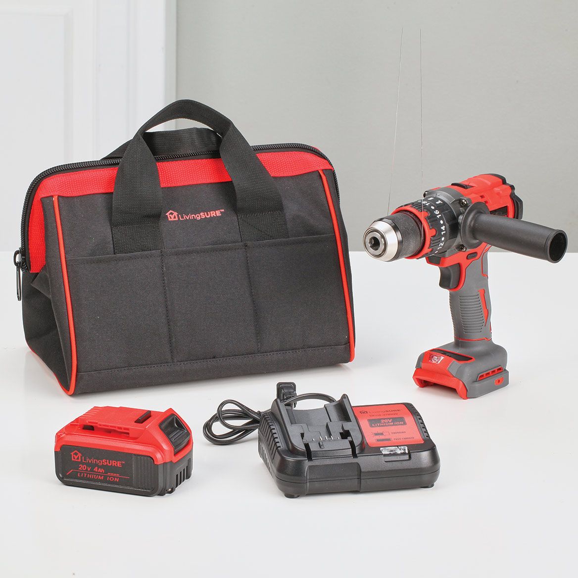 Extreme Cordless Drill, Battery, Charger and Bag Set By LivingSURE™ + '-' + 380215