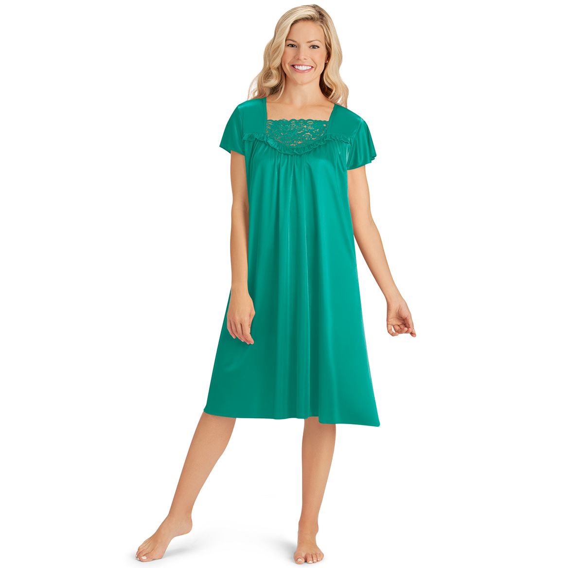 Lace Inset Tricot Nightgown