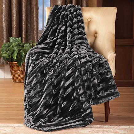 Striped Faux Mink Throw-380311
