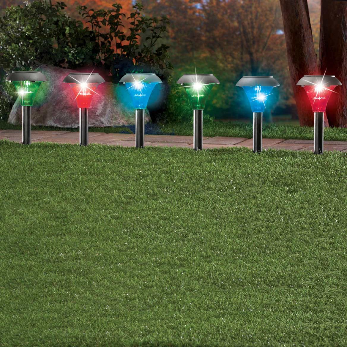 Color-Changing Solar Stakes, Set of 6 + '-' + 380355