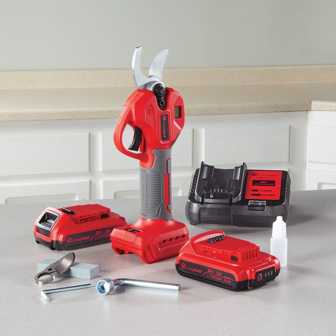 Pruning Shears, 2 Batteries and Charger Set By LivingSURE™ + '-' + 380522