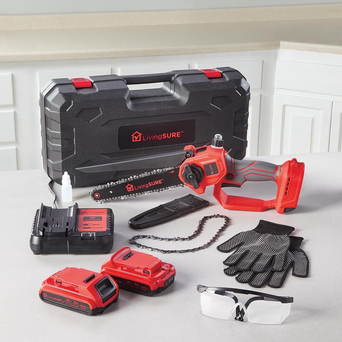 8" Chainsaw, 2 Batteries and Charger Set By LivingSURE™ + '-' + 380524