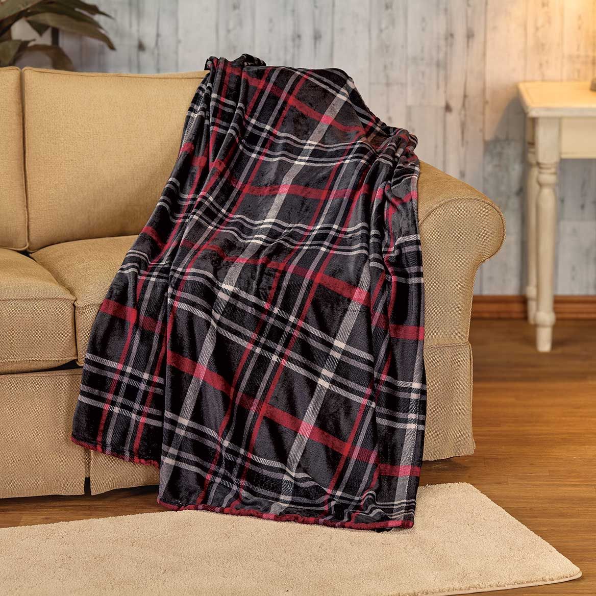 Midnight Plaid Micro Plush Throw