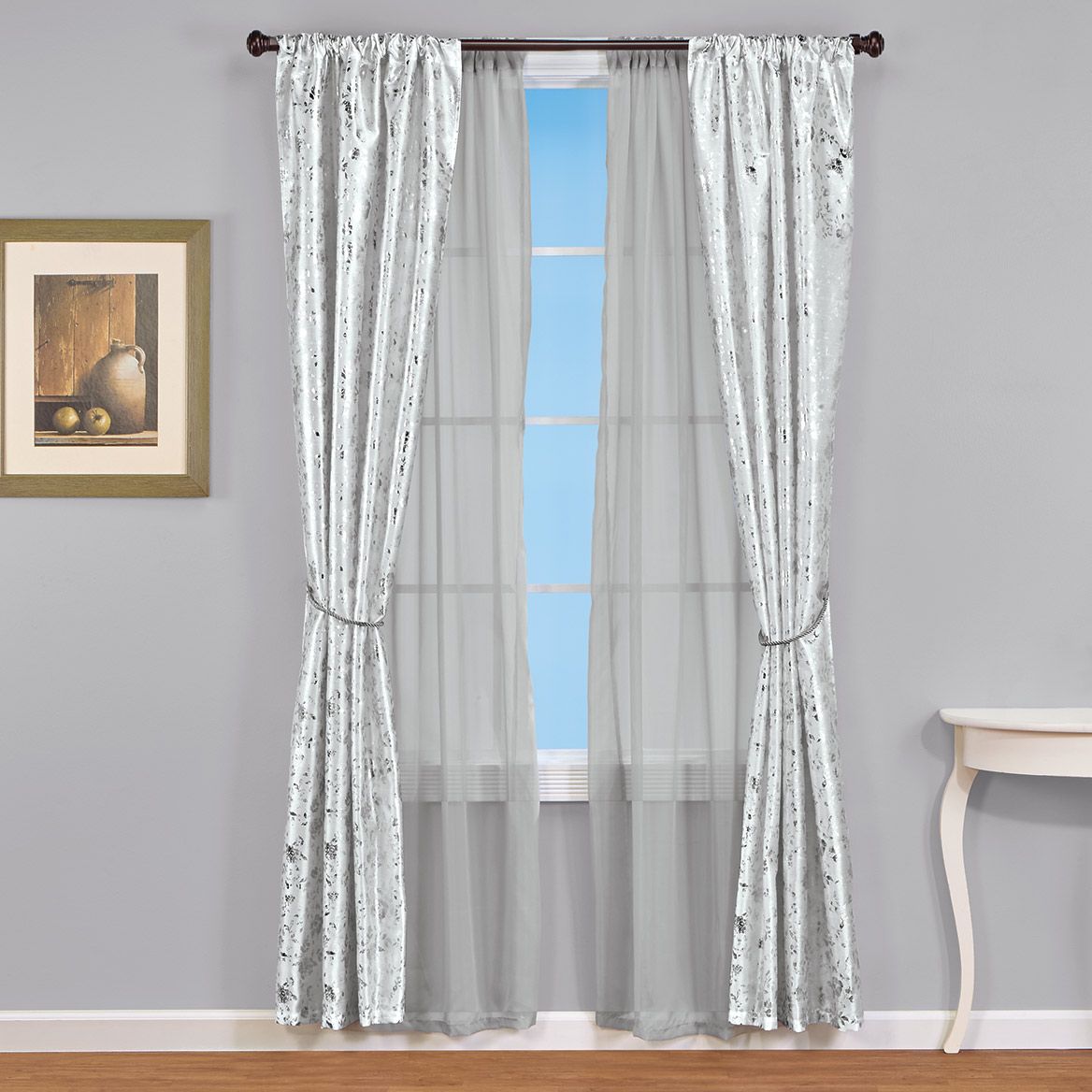 6-Pc. Lustrous Faux Silk Window Curtain Set