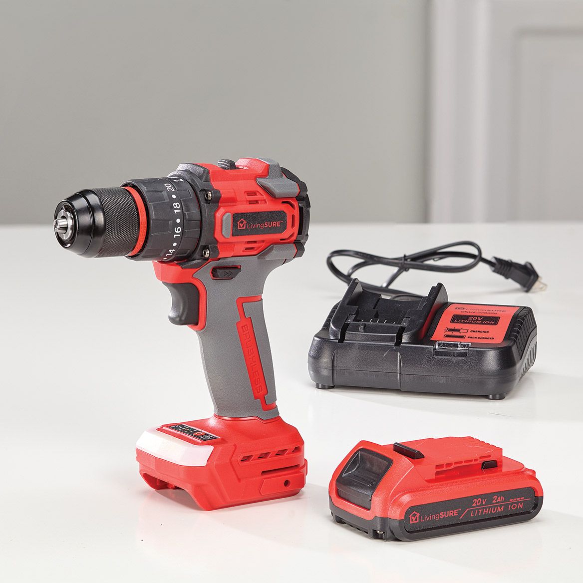 Cordless Drill, Battery and Charger Set By LivingSURE™