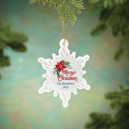 View product details for Personalized Merry Christmas Porcelain Snowflake Ornament
