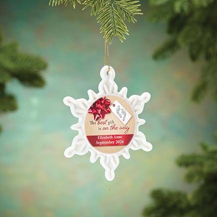 View product details for Personalized The Best Gift is on the Way Snowflake Ornament