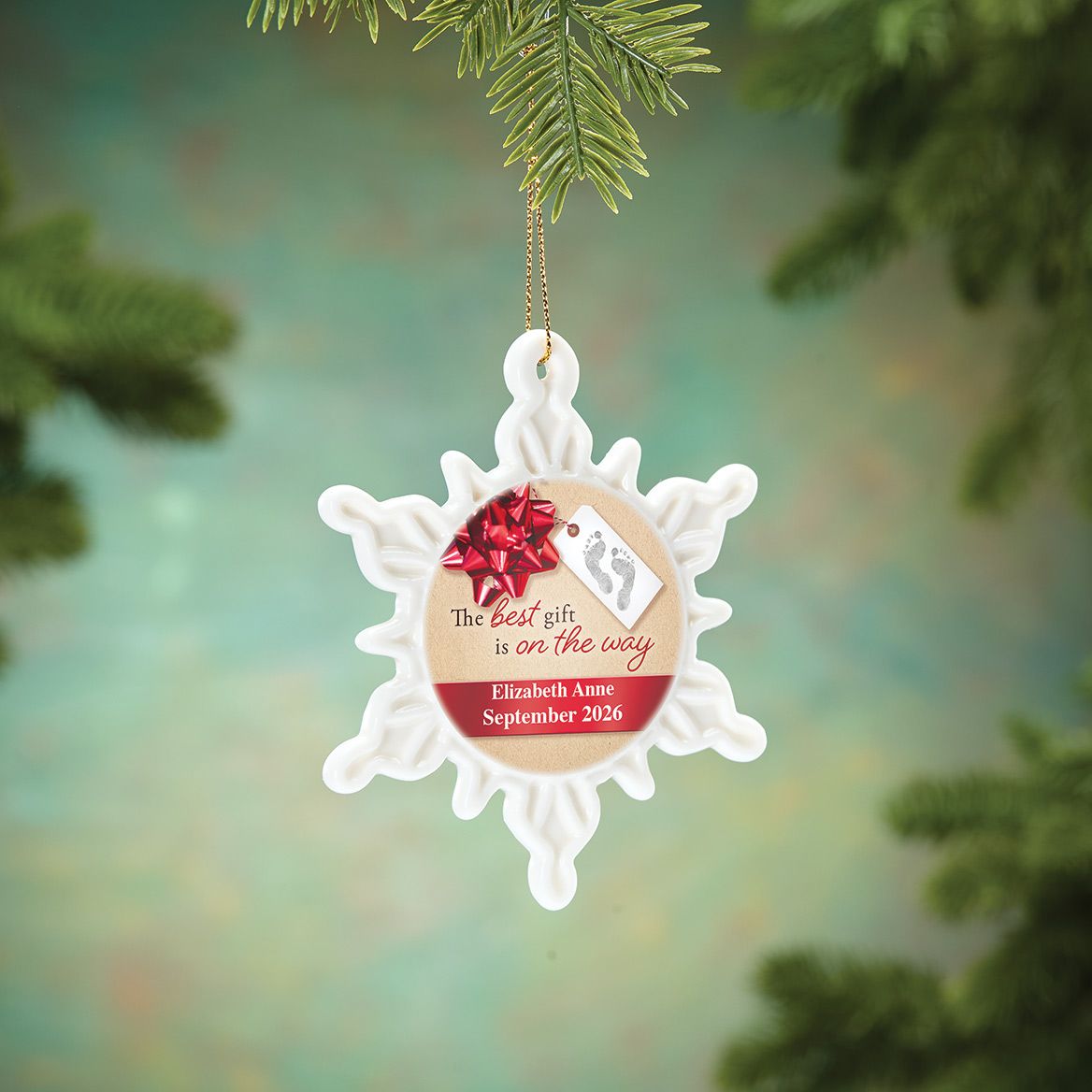 Personalized The Best Gift is on the Way Snowflake Ornament